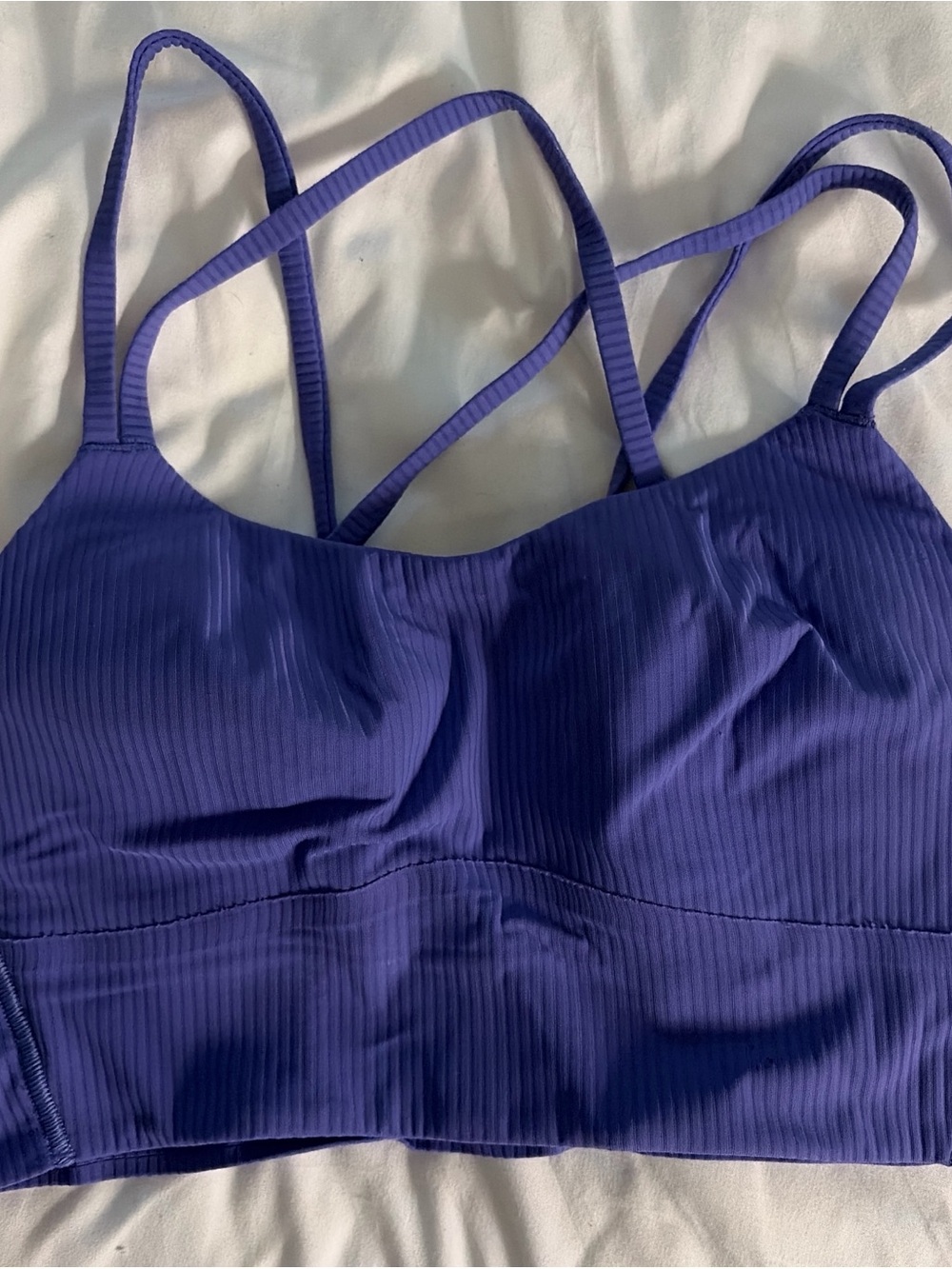 lululemon athletica Ribbed Strappy Sports Bra in Deep Violet
